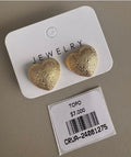 Aretes Topo Corazón Texturizado Dorado