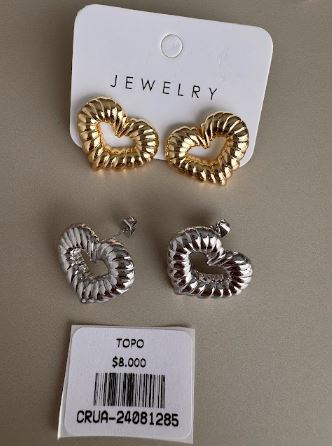 Aretes Topo Corazón Texturizado