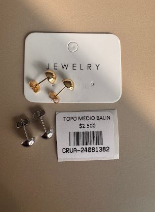 Set Aretes Topo Medio Balín Dorado y Plateado