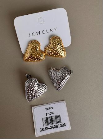 Aretes Topo Corazón Martillado