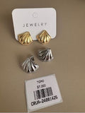 Set Aretes Topo Concha Dorado y Plateado