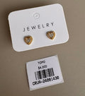 Aretes Topo Corazón con Borde Detallado