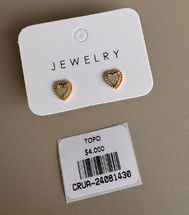 Aretes Topo Corazón con Borde Detallado