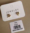 Aretes Topo Corona Dorada con Cristales
