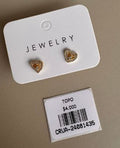 Aretes Topo Corazón con Borde de Cristales