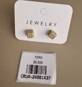 Aretes Topo Cubo Dorado con Cristales