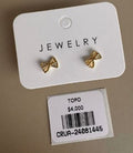 Aretes Topo Lazo Dorado con Cristales