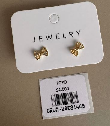 Aretes Topo Lazo Dorado con Cristales