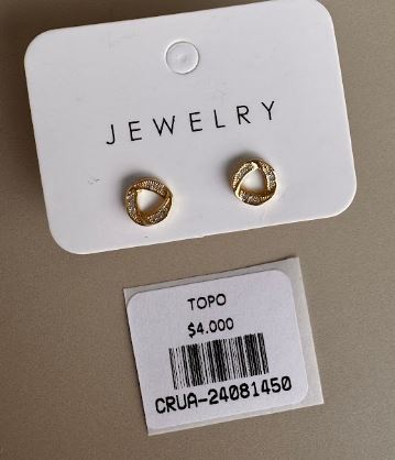 Aretes Topo Círculo Entrelazado con Brillos