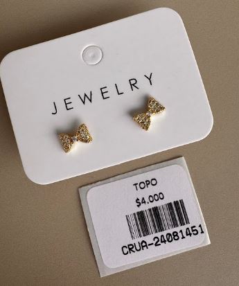 Aretes Topo Lazo con Brillos