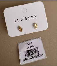 Aretes Topo Ojo Dorado con Cristales