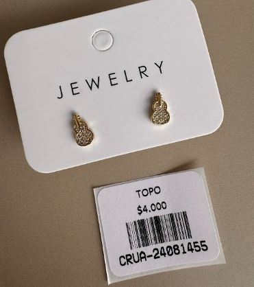 Aretes Topo Silueta de Guitarra con Brillos