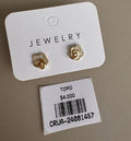 Aretes Topo Diseño Floral con Brillos