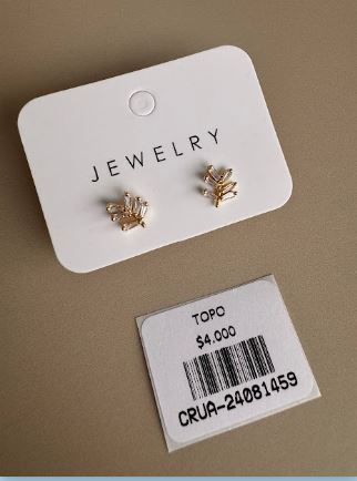 Aretes Topo en Forma de Rama con Brillos