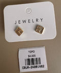 Aretes Topo Cuadrados con Detalles de Brillos
