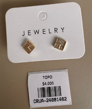 Aretes Topo Cuadrados con Detalles de Brillos