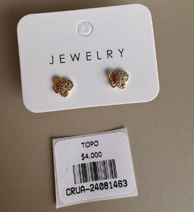 Aretes Topo en Forma de Mariposa con Brillos