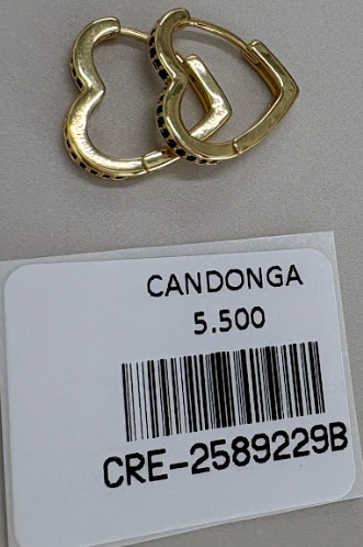 Candonga Mediana de Corazon con Circones Negros