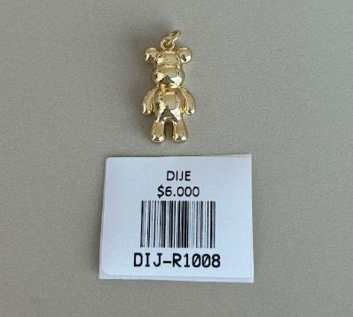 Dije de Osito Dorado con Acabado Pulido