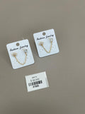 Aretes Dobles con Cadena y Cristales Dorados