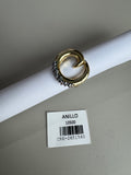 Anillo Abierto con Diseño Espiral y Pedrería