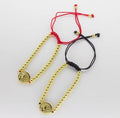 Pulsera Ajustable de Esferas Doradas con Medalla Religiosa