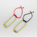 Pulsera Ajustable de Esferas Doradas con Placa Central y Piedras