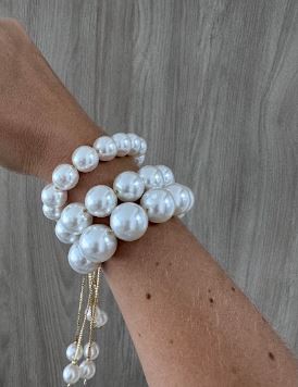 Pulsera de Perlas Sint‚ticas con Colgantes