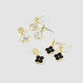 Aretes de Flor Cuatro Pétalos Bicolor
