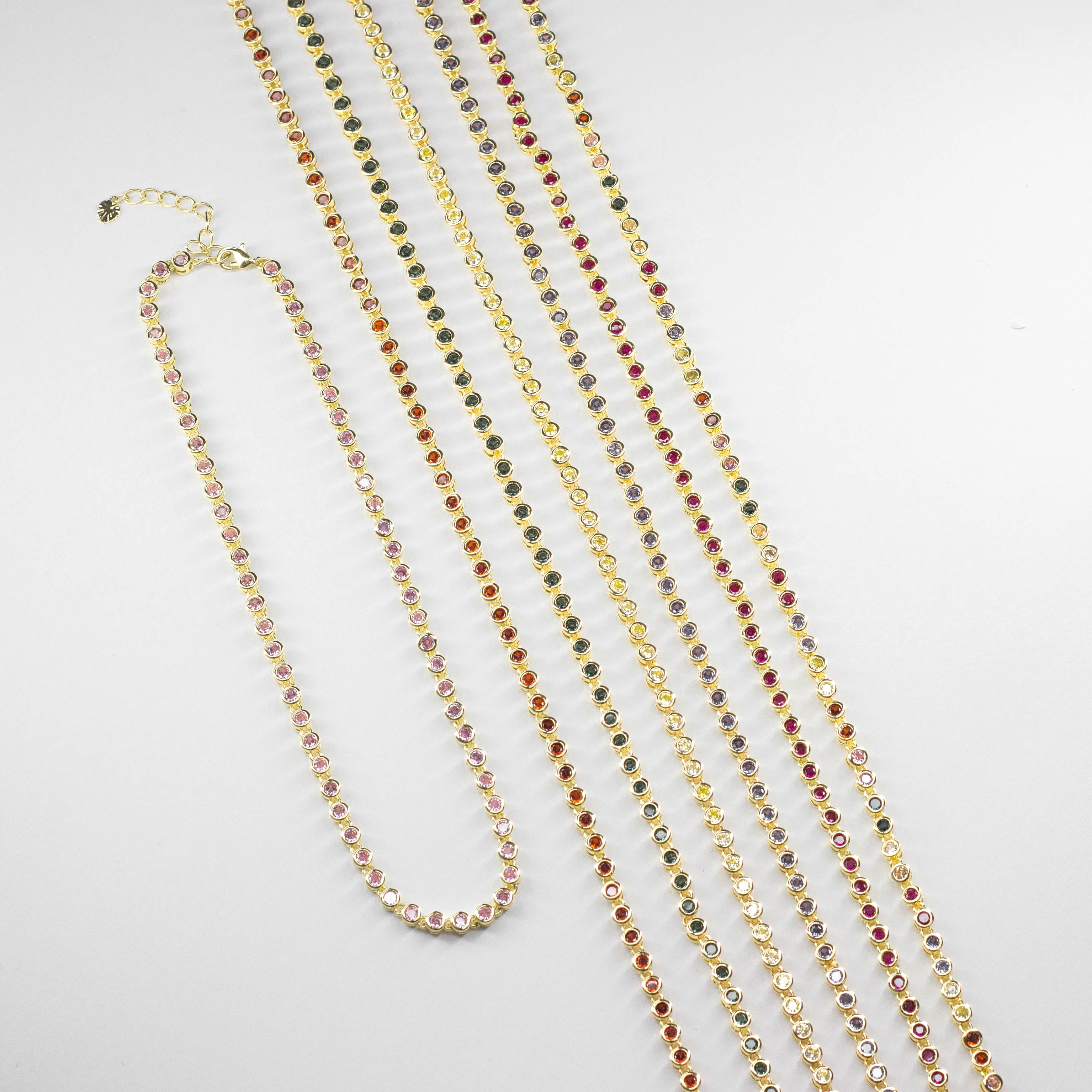 Gargantilla Estilo Tennis con Piedras de Colores