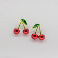 Aretes Forma de Cerezas en Tono Rojo y Verde