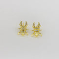 Aretes Dorados Forma de Escarabajo con Brillos