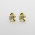 Aretes Dorados Forma de Hongo con Brillos