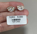Aretes Topo Ojo Dorados con Cristales Transparentes