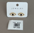 Aretes Topo Ojo Protector con Brillos y Centro Azul