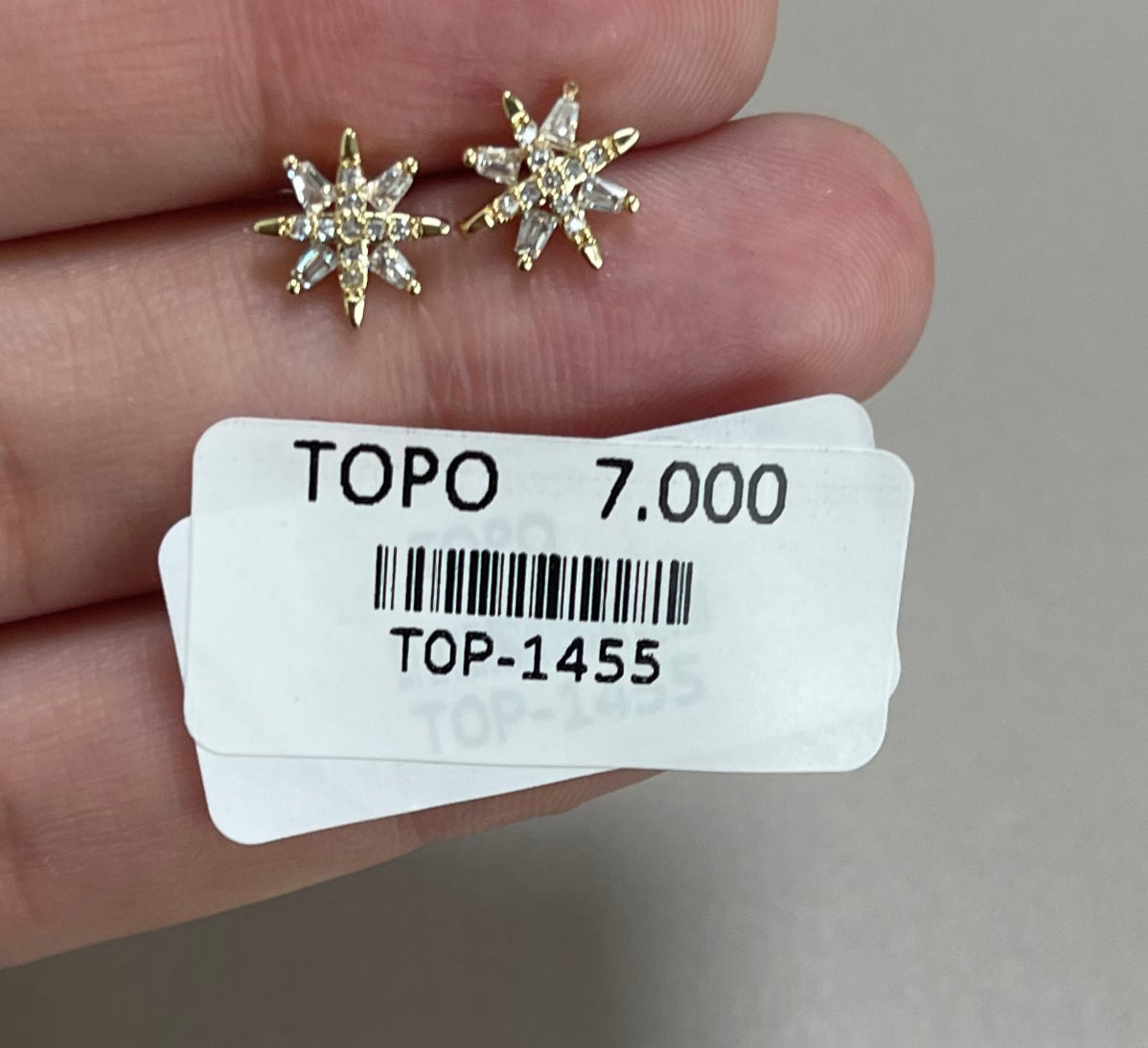 Aretes Topo Estrella Dorados con Cristales Transparentes