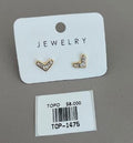 Aretes Topo Corazón Abierto con Brillos