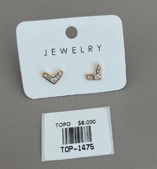 Aretes Topo Corazón Abierto con Brillos