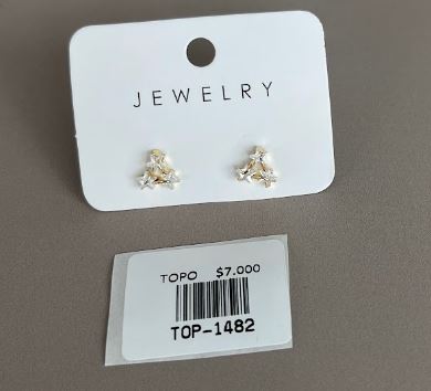 Aretes Topo Trío de Estrellas con Brillos